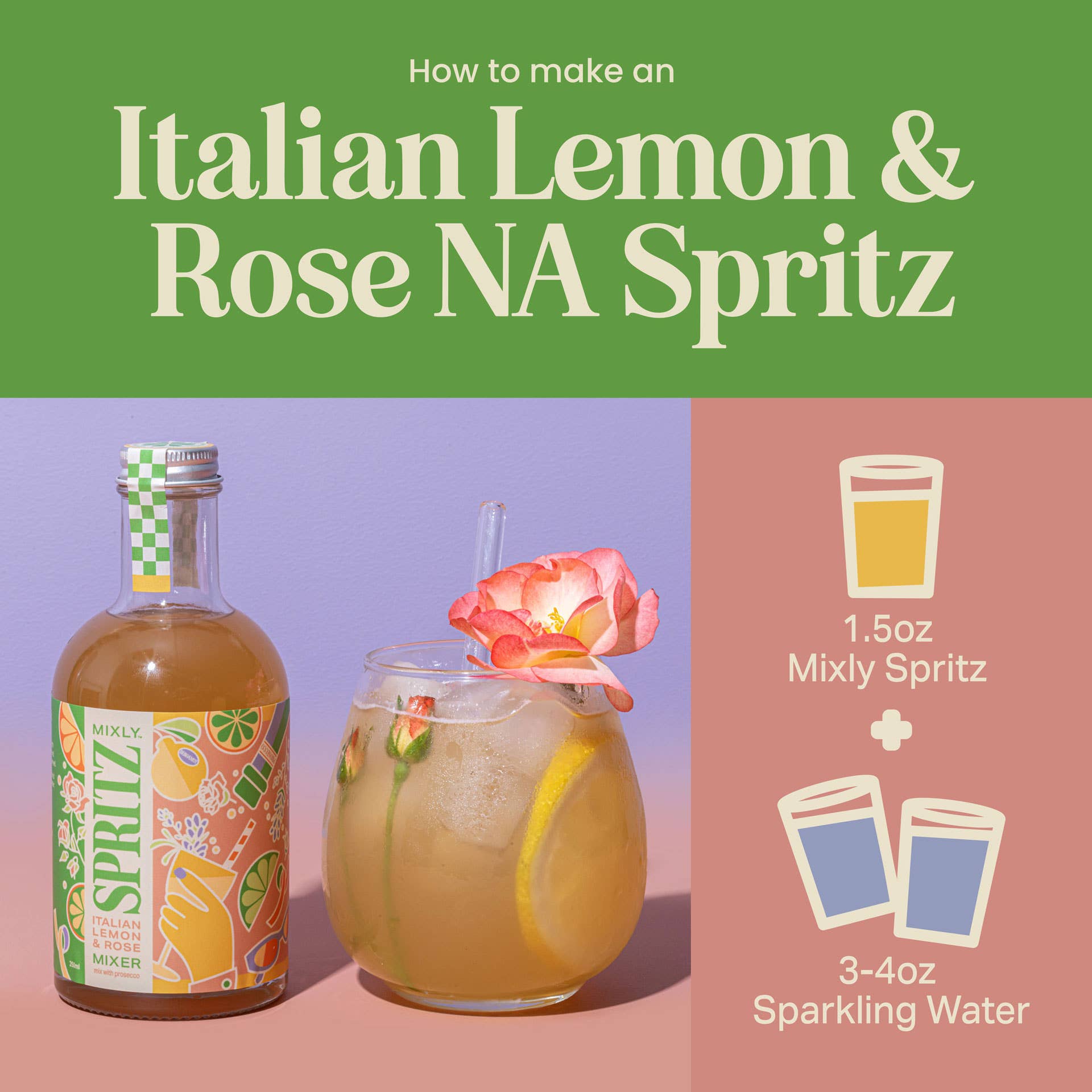 Italian Lemon & Rose Spritz Cocktail / Mocktail Mixer