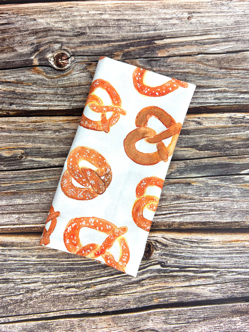 Watercolor Pretzel Kitchen Tea Towel - 100% cotton