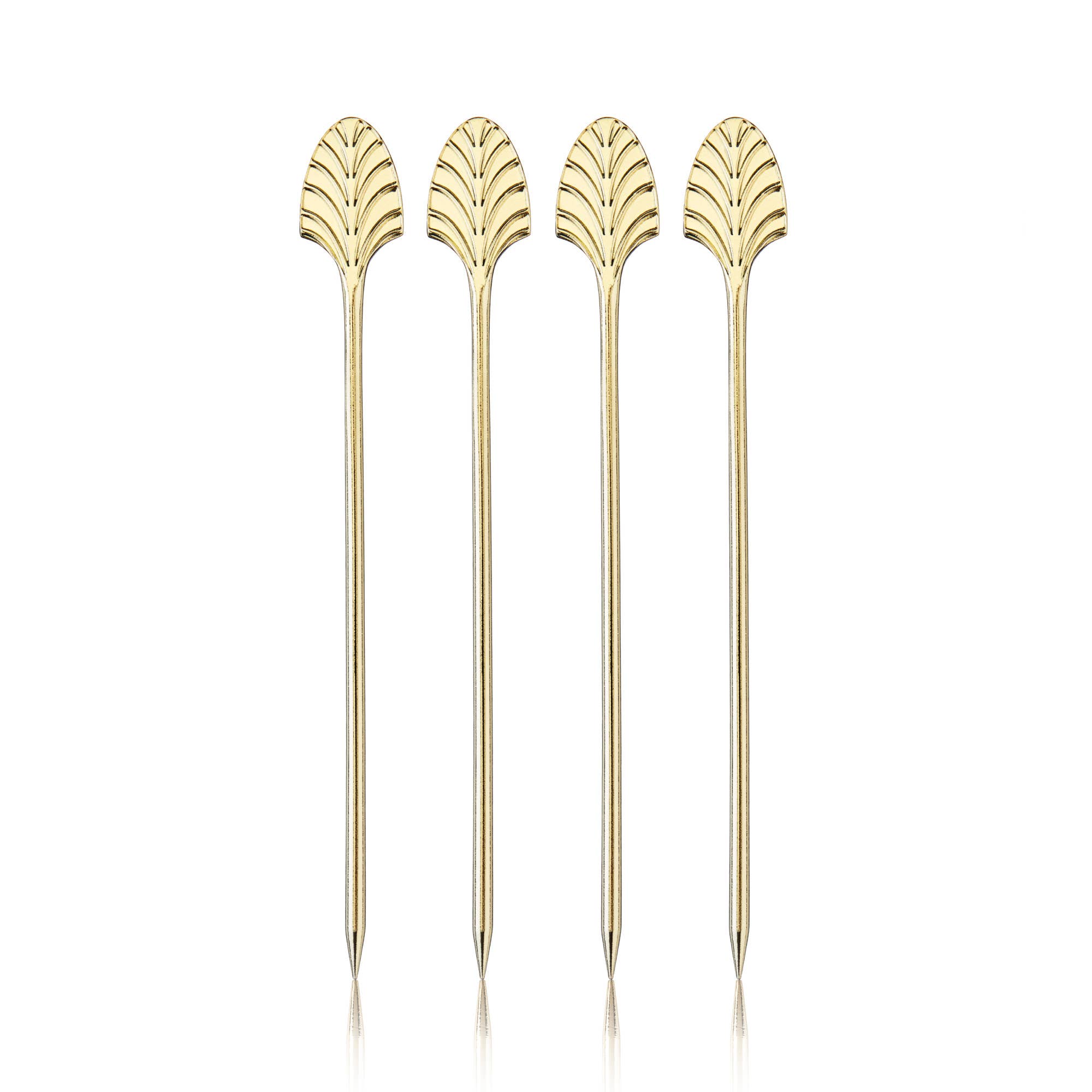 Art Deco Reusable Gold Plated Cocktail Picks Set of 4