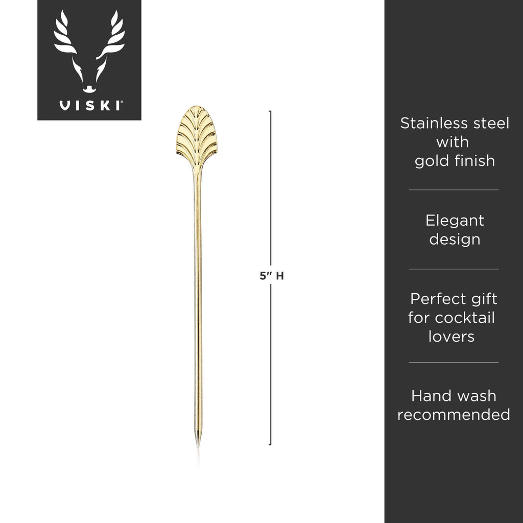 Art Deco Reusable Gold Plated Cocktail Picks Set of 4