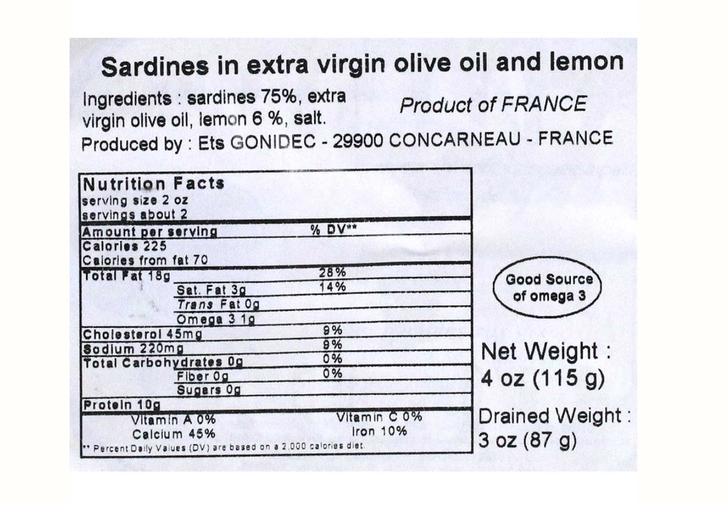 Mouettes d'Arvor Sardines w/ Lemon & Extra Virgin Olive Oil
