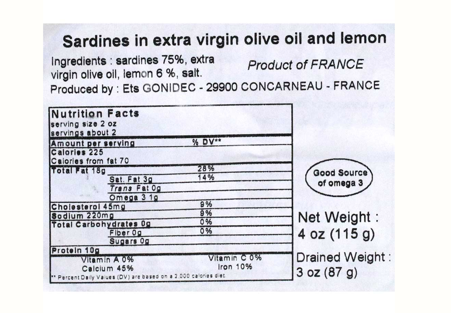 Mouettes d'Arvor Sardines w/ Lemon & Extra Virgin Olive Oil