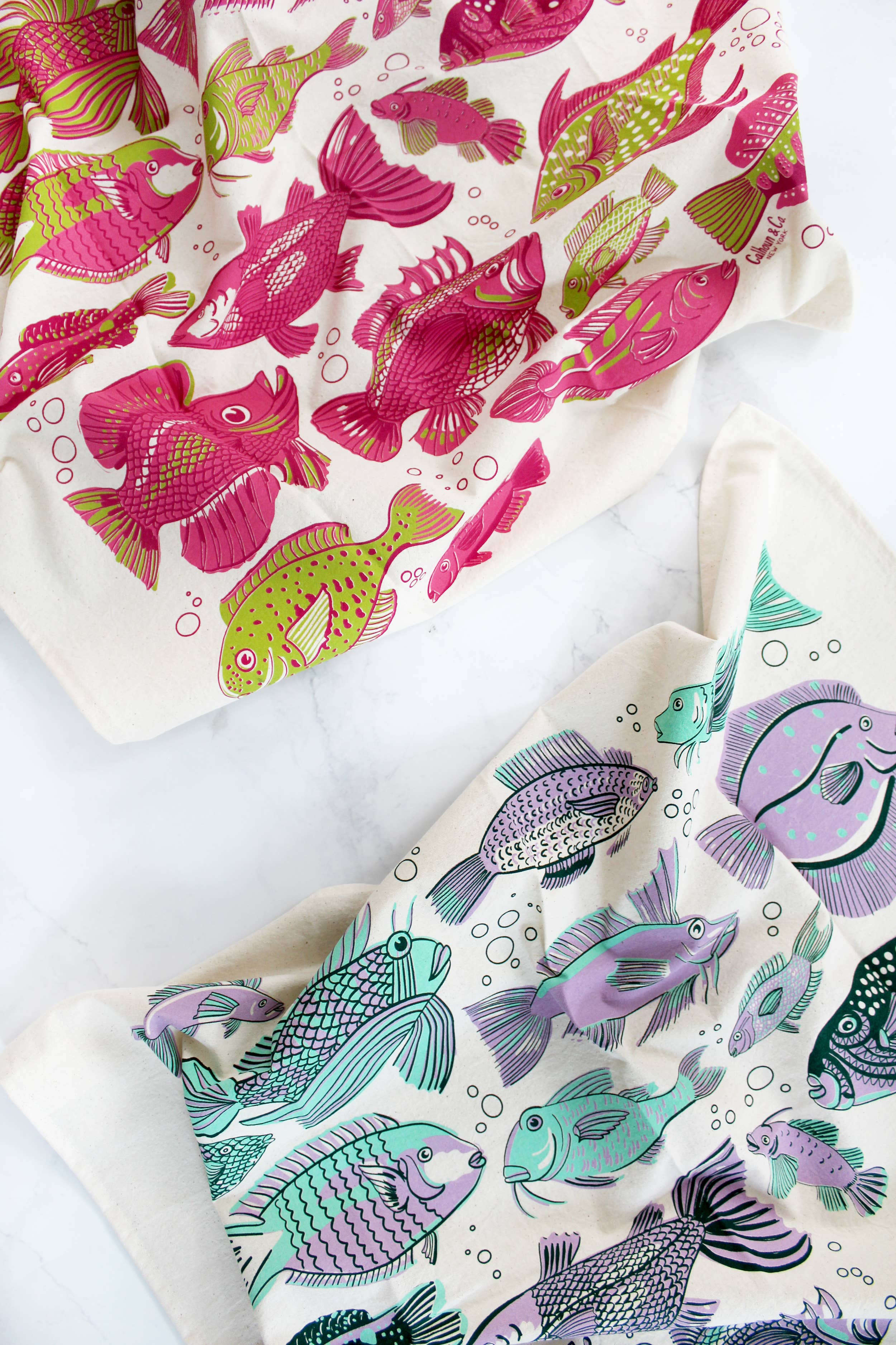 Go Fish Screen Printed Tea Towel