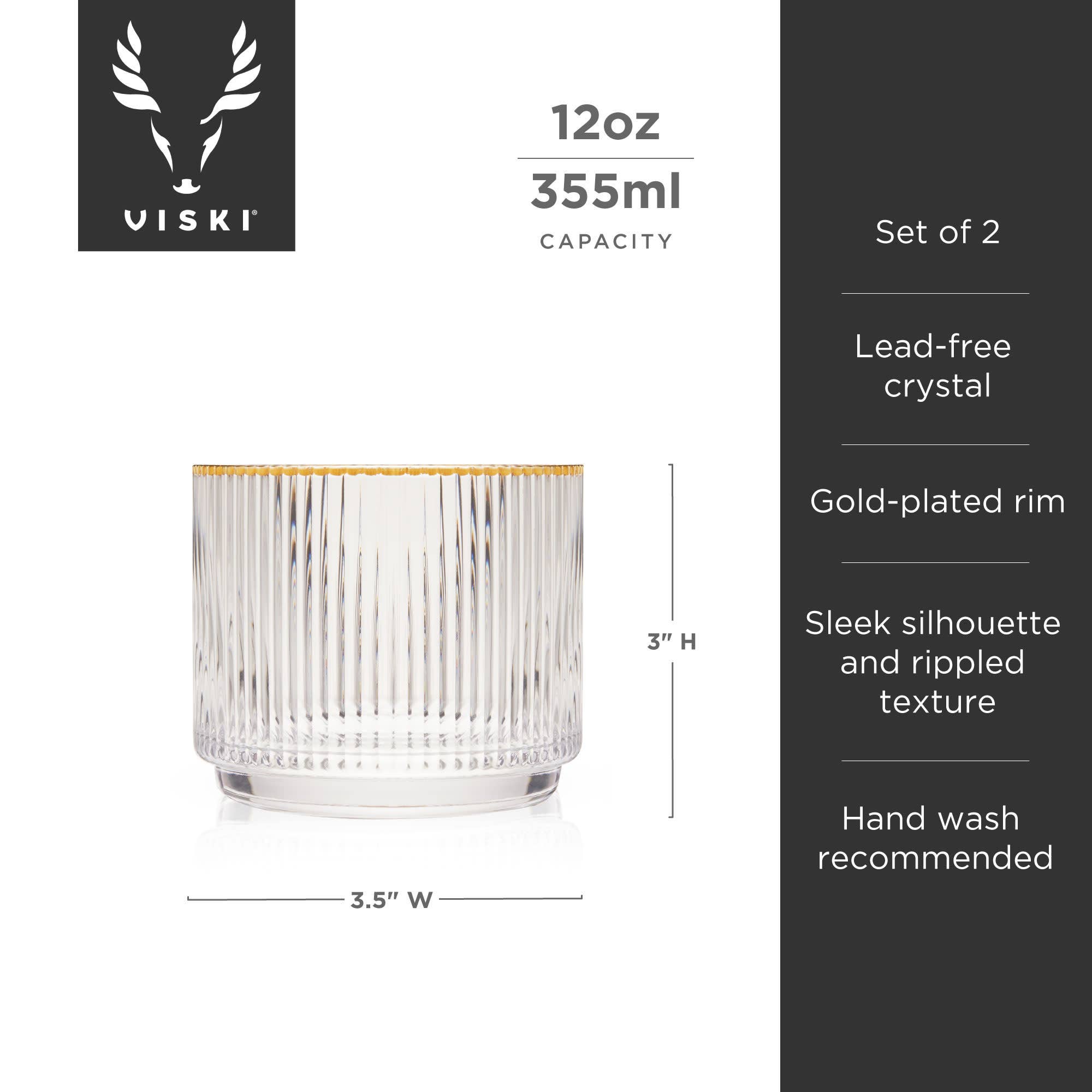 Meridian Crystal Gold Rimmed Lowball Tumblers