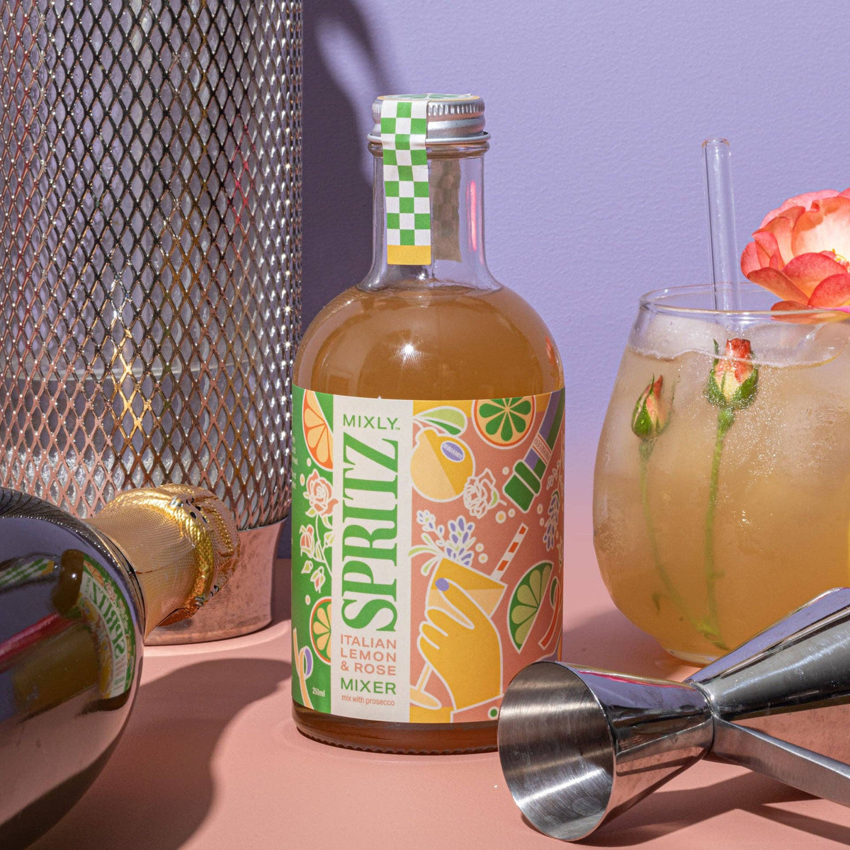 Italian Lemon & Rose Spritz Cocktail / Mocktail Mixer
