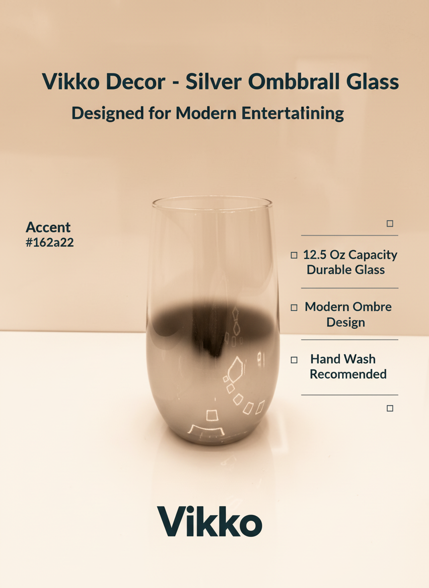 Vikko - Silver Ombre , Highball Glass,  12.5 oz