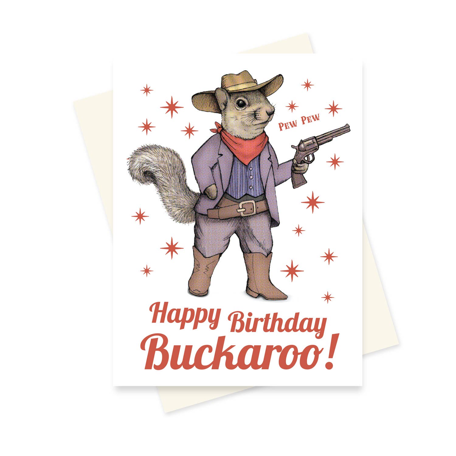 Funny Cowboy Squirrel Birthday Card