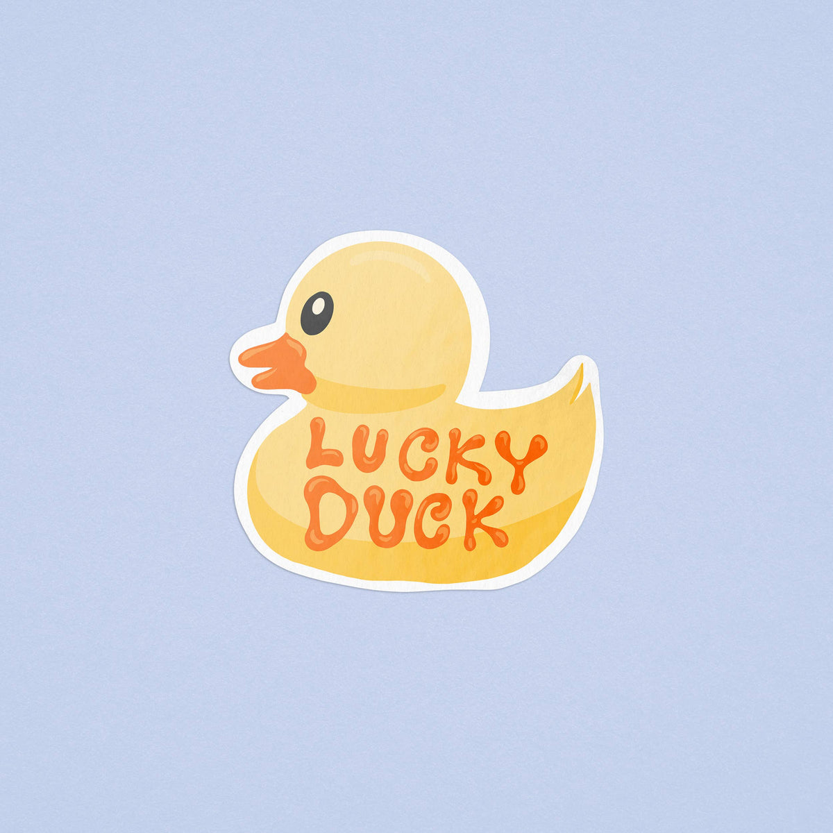 Lucky Duck Rubber Ducky Illustrated Sticker