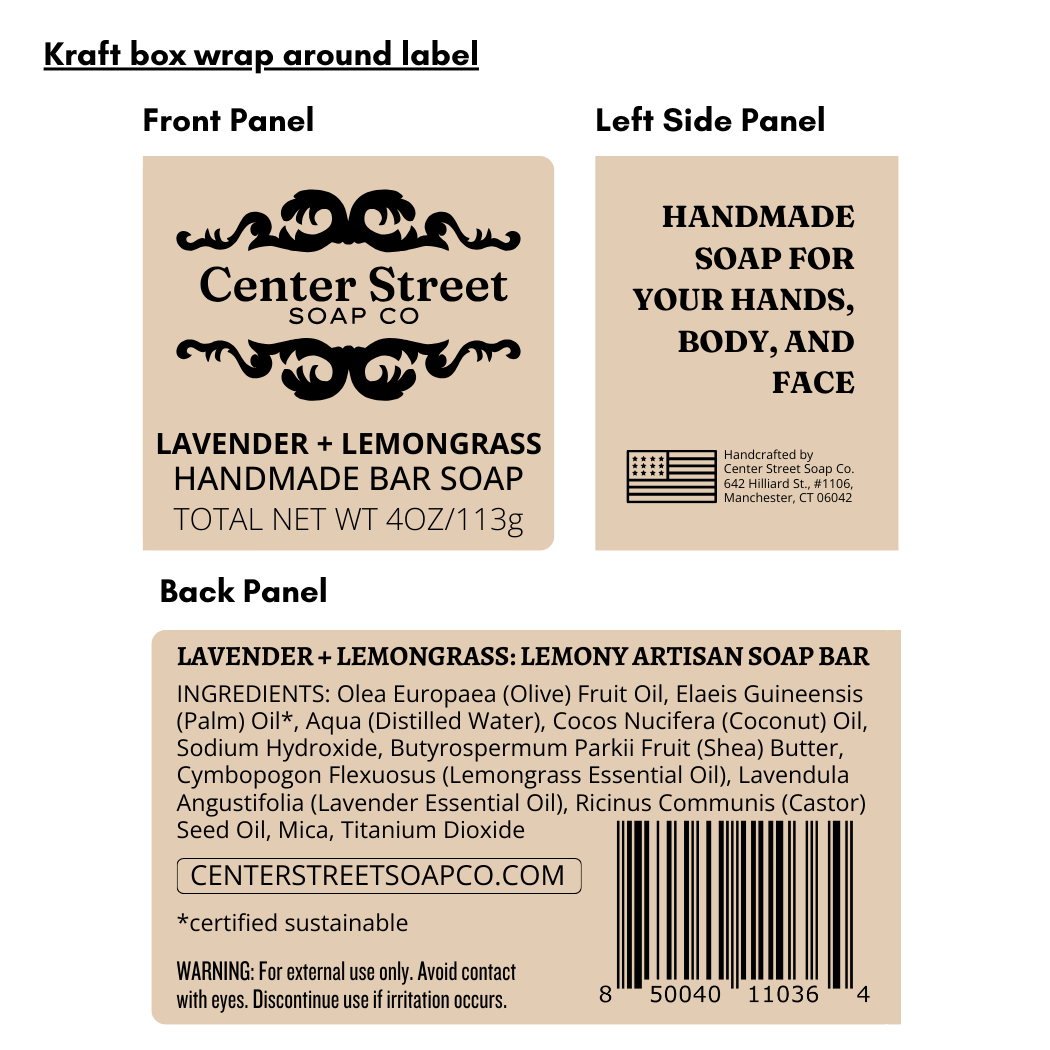 Lavender and Lemongrass Vegan Handmade Bar Soap - 4oz