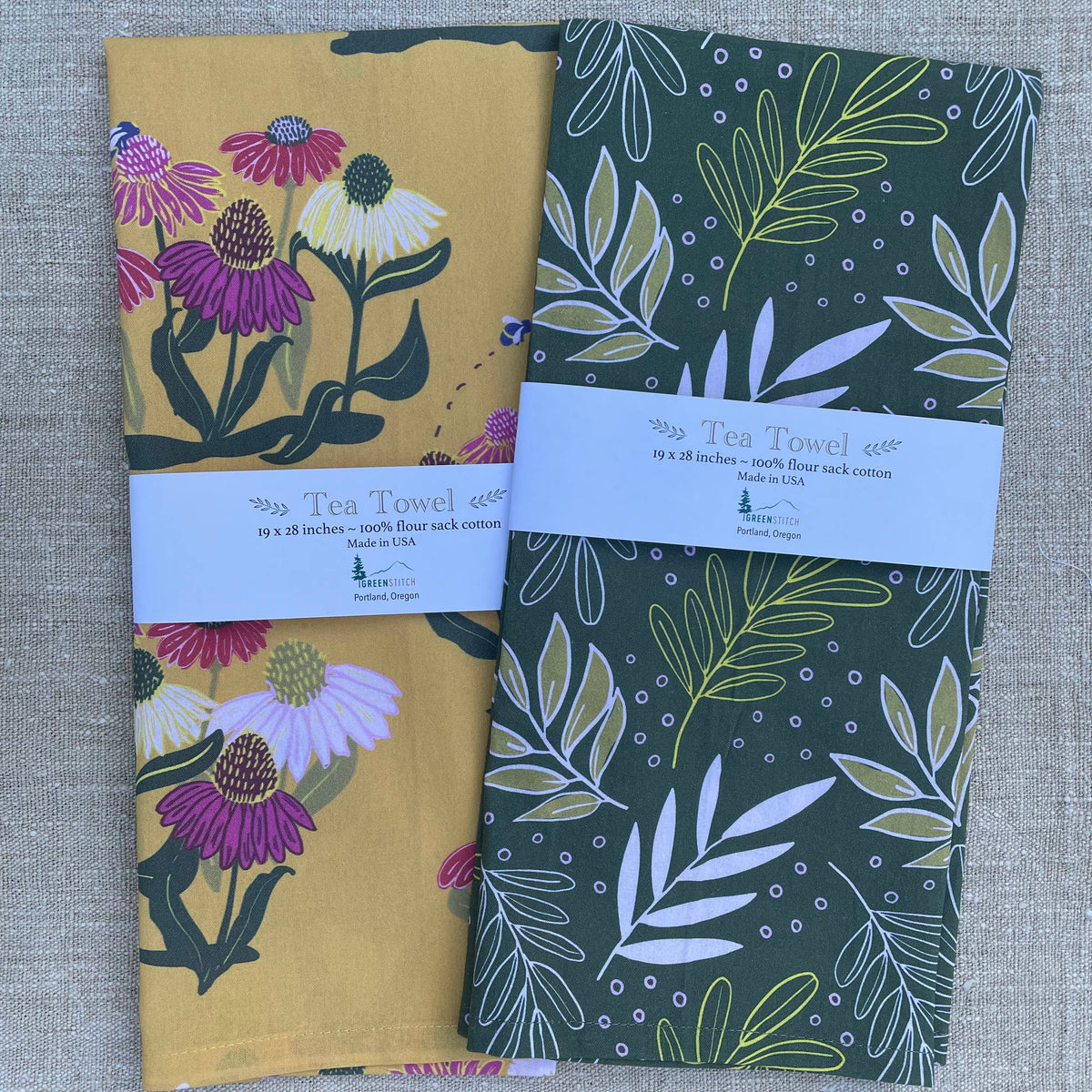 Coneflower Buzz Tea Towel