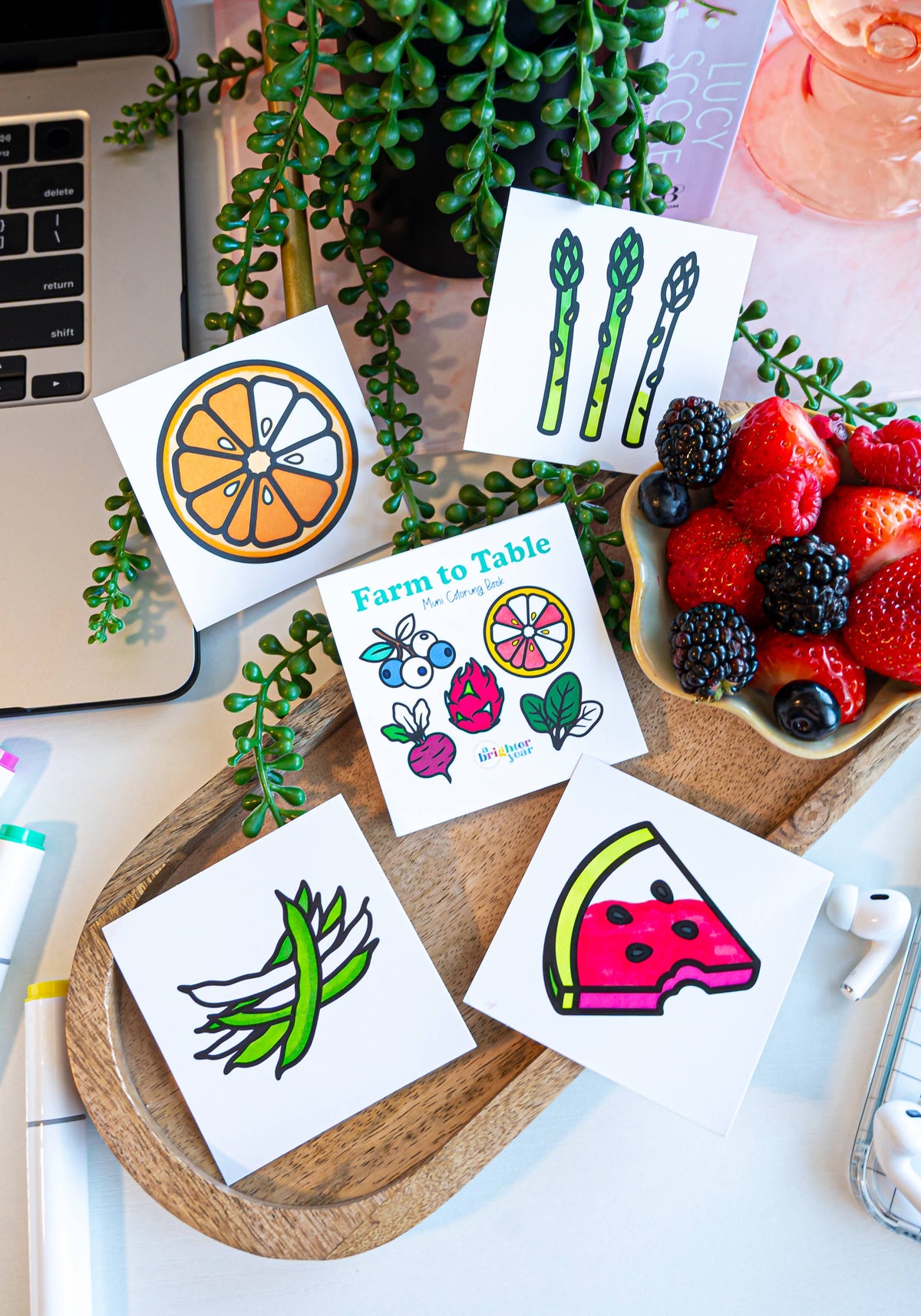 Farm To Table Mini Coloring Book - Fruits & Veggies