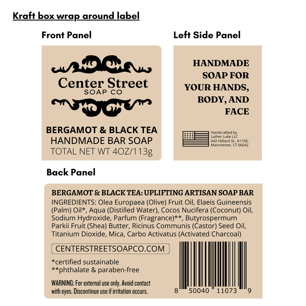 Bergamot and Black Tea Vegan Handmade Bar Soap - 4oz