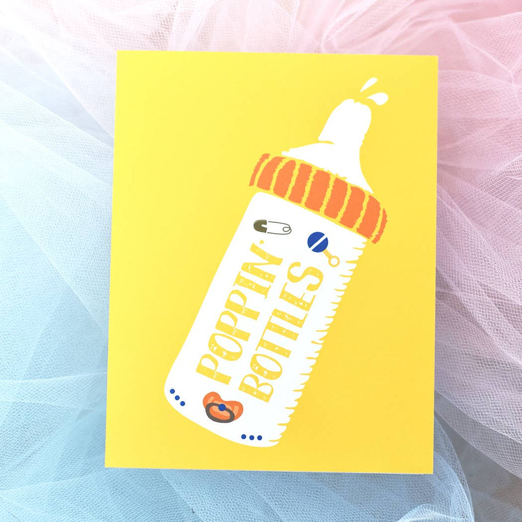 Poppin Baby Bottles, Funny Newborn Congrats Greeting Card