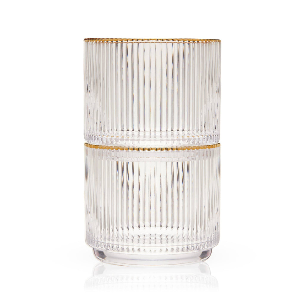 Meridian Crystal Gold Rimmed Lowball Tumblers