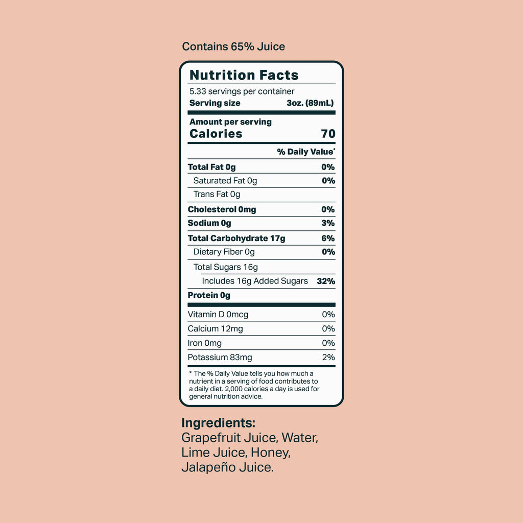 Grapefruit Jalapeño Cocktail / Mocktail Beverage Mixer 16oz