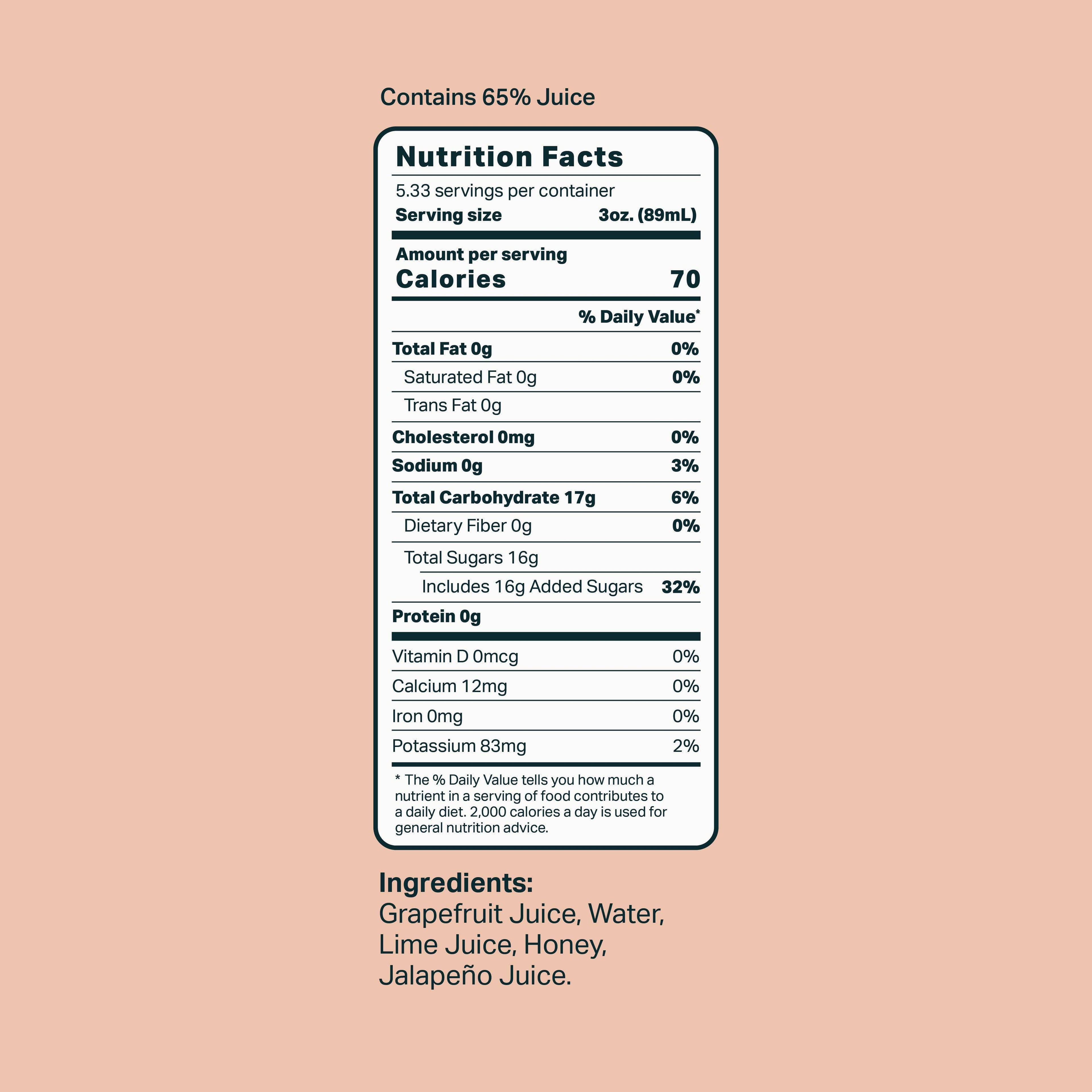 Grapefruit Jalapeño Cocktail / Mocktail Beverage Mixer 16oz