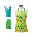 Dinosaur Kids Apron 3pc Set – Youth Apron and Oven Mitts