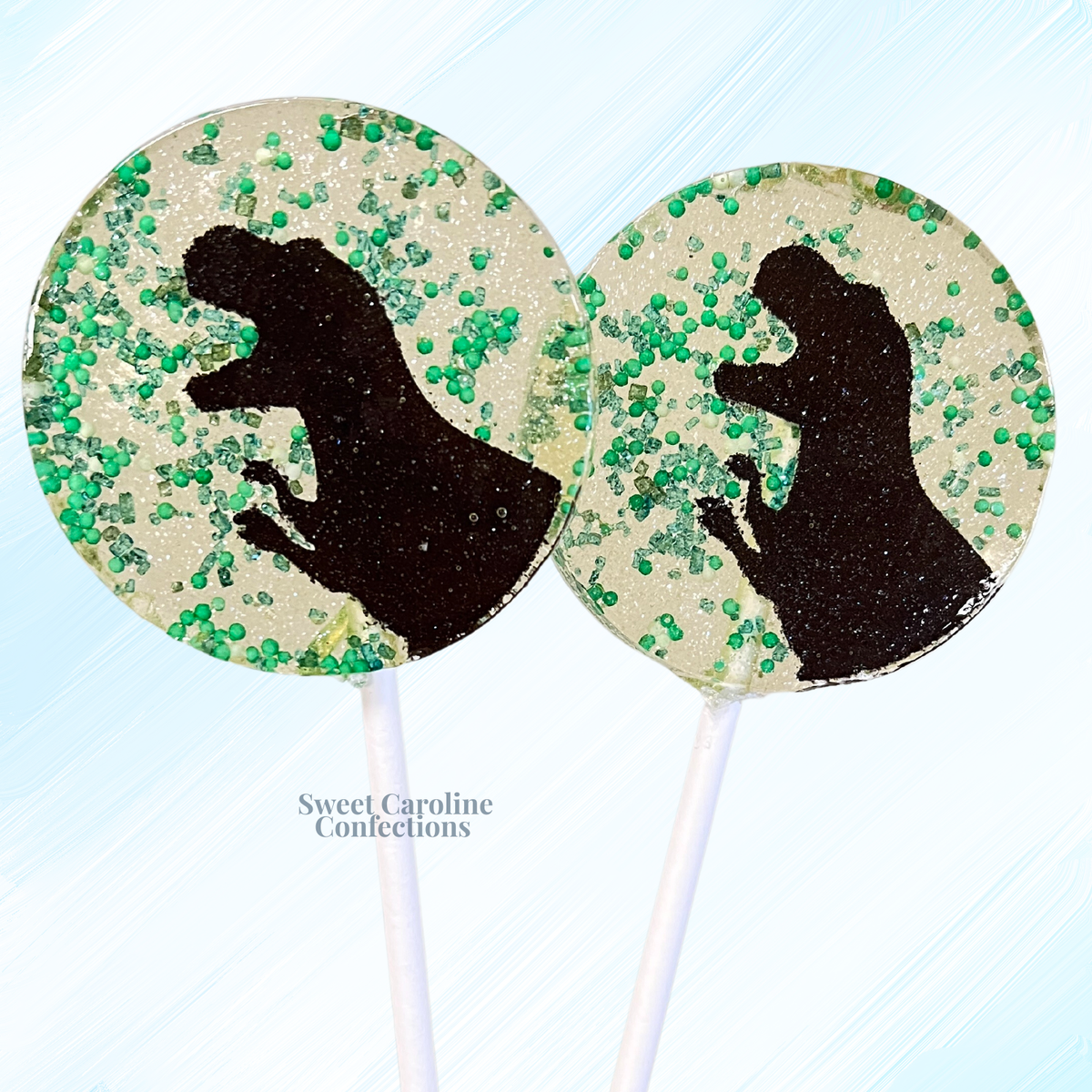 Dinosaur Lollipops, Green Apple Flavor, 10/Case -VEGAN