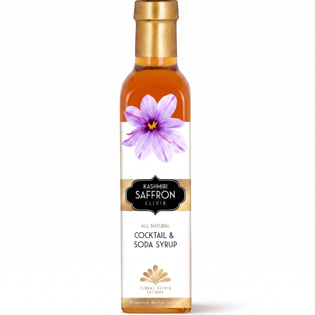 Kashmiri Saffron Elixir. All Natural Cocktail & Soda Syrup.