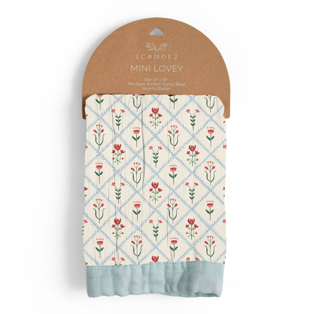 Scandinavian Folk Floral Diamond Baby Lovey Muslin Blanket