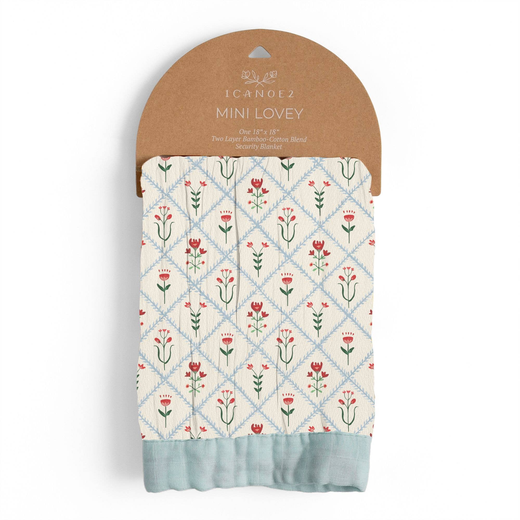 Scandinavian Folk Floral Diamond Baby Lovey Muslin Blanket