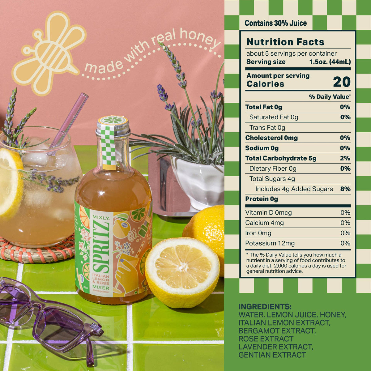 Italian Lemon & Rose Spritz Cocktail / Mocktail Mixer