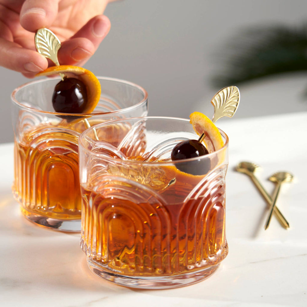 Art Deco Reusable Gold Plated Cocktail Picks Set of 4