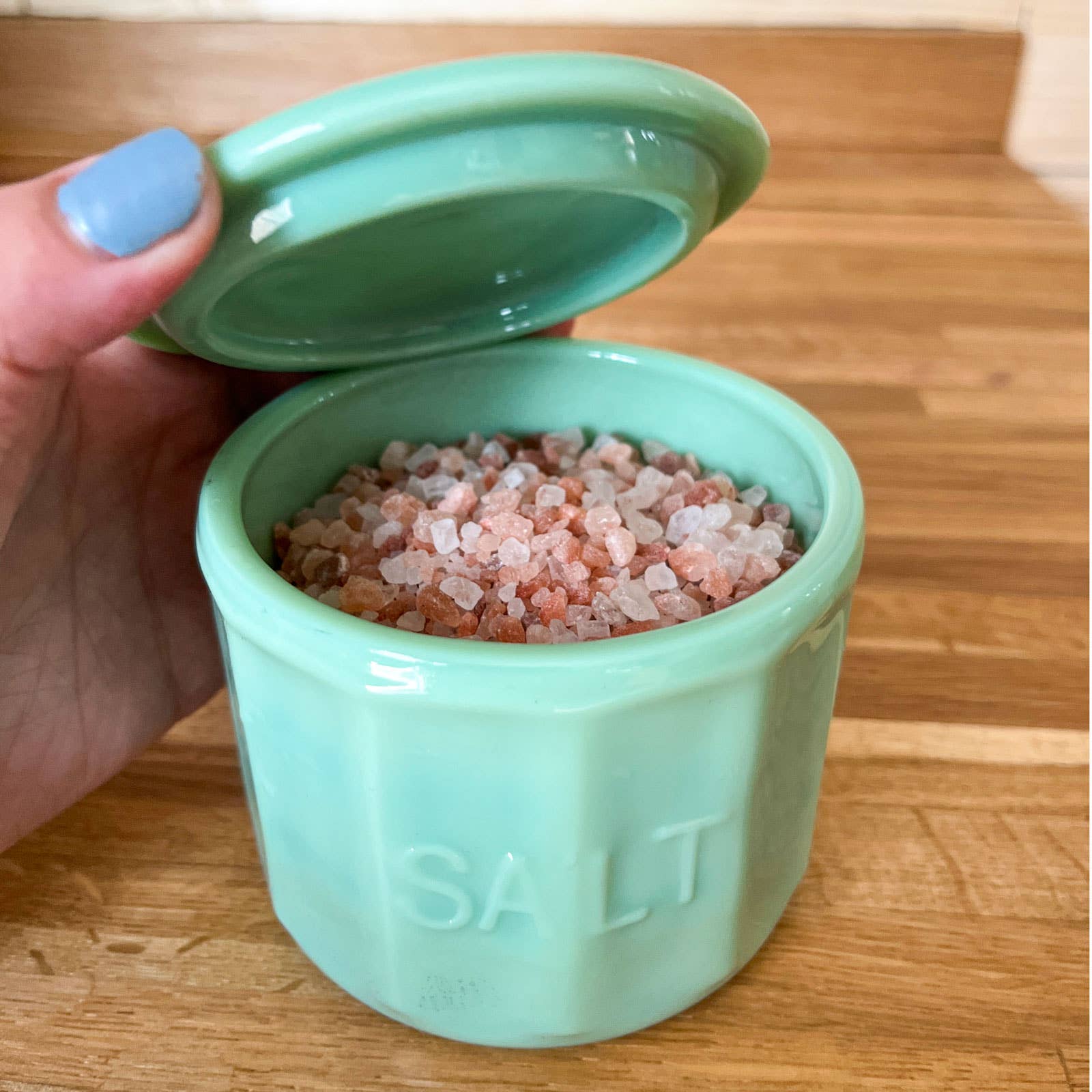 Jadeite Glass Collection Salt Cellar With Lid