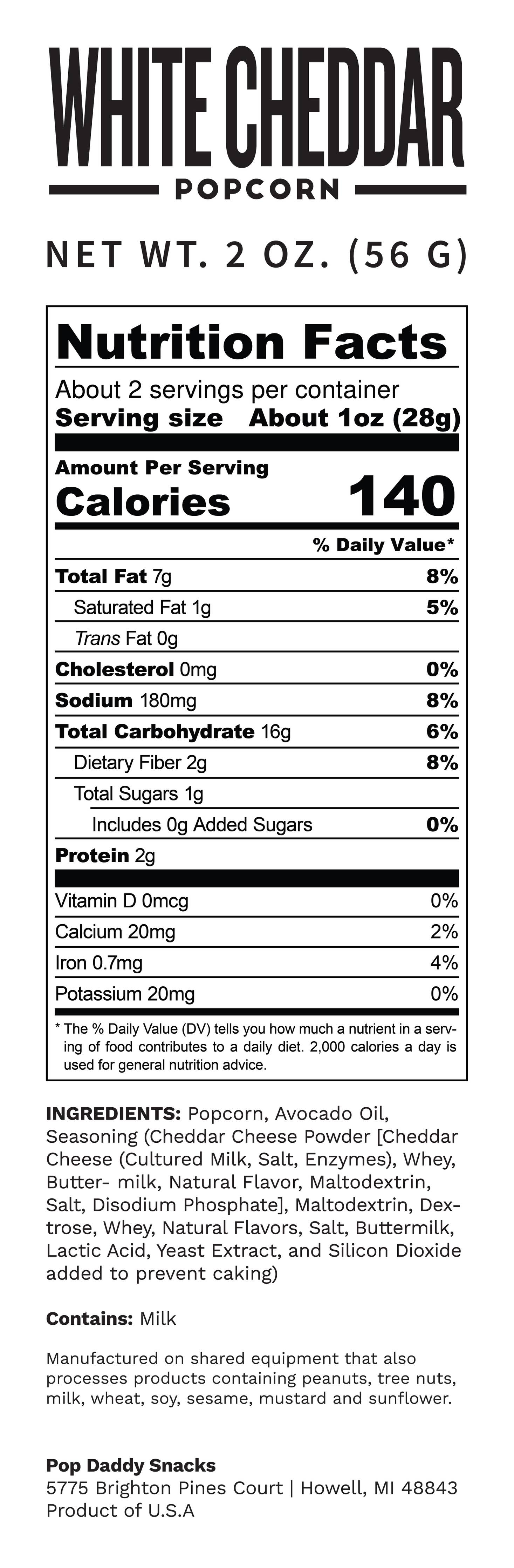 Flavored Popcorn - 2oz - Real White Cheddar (NEW 12CT)