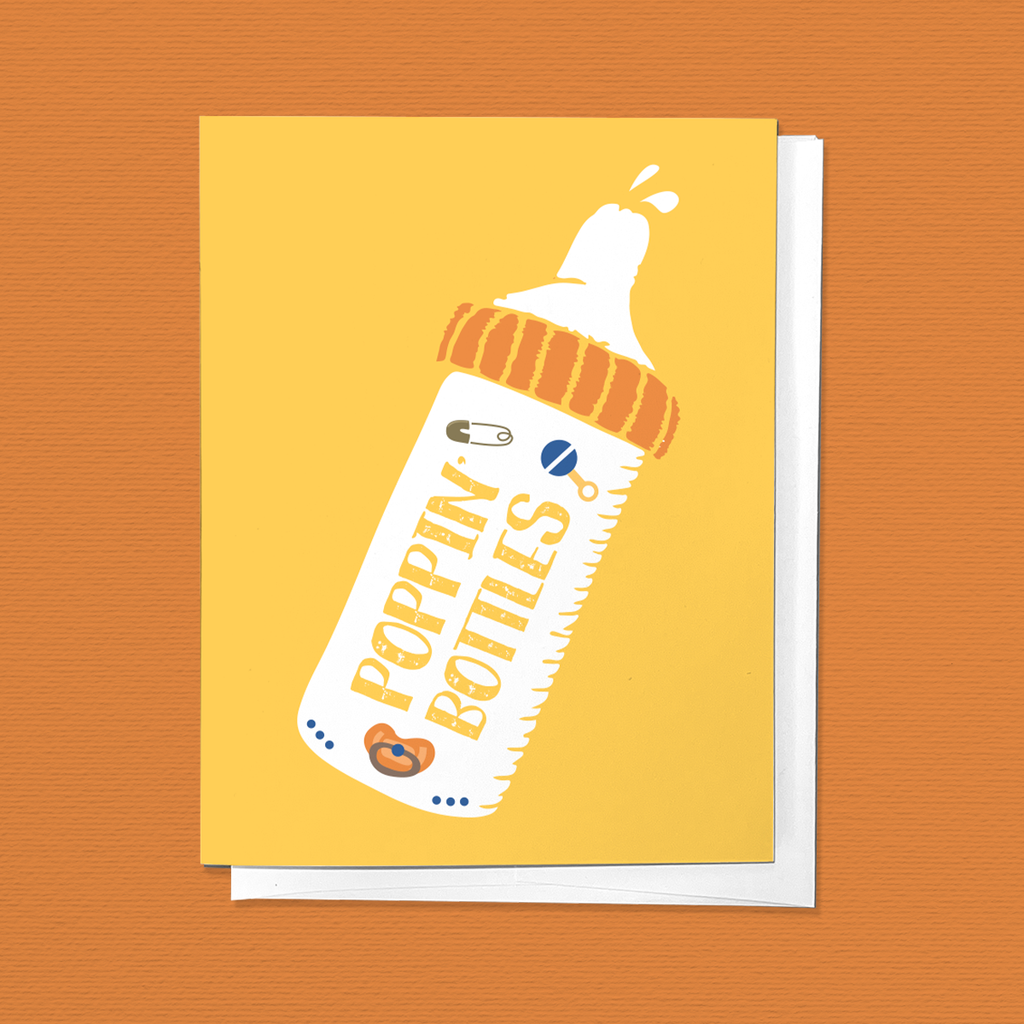 Poppin Baby Bottles, Funny Newborn Congrats Greeting Card