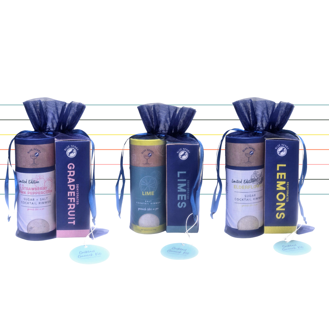 NEW Beverage Garnish Bundles: Glass Rimmer + Dried Fruit