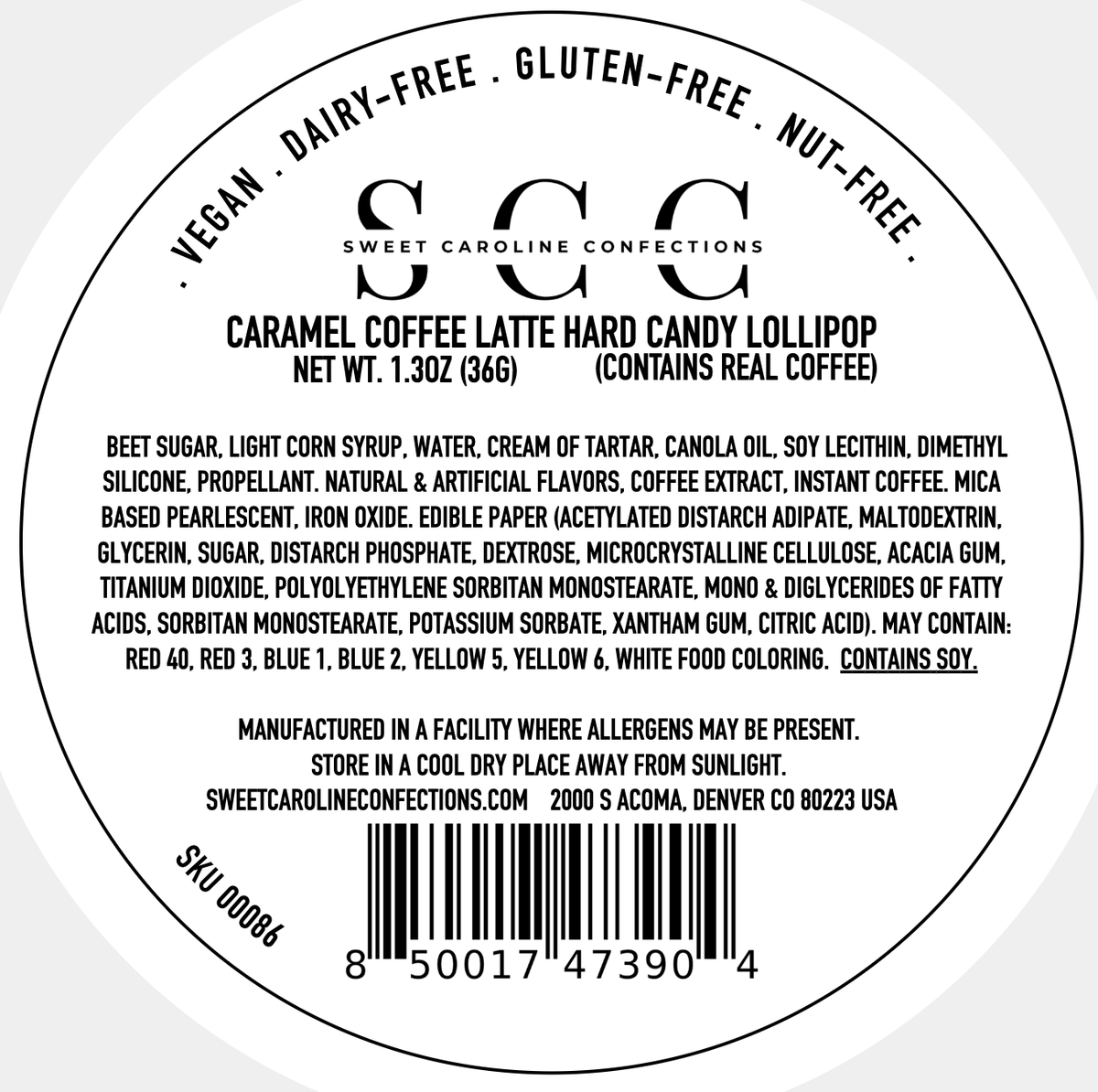 Coffee Latte Art Lollipops - REAL COFFEE - 10/Case VEGAN