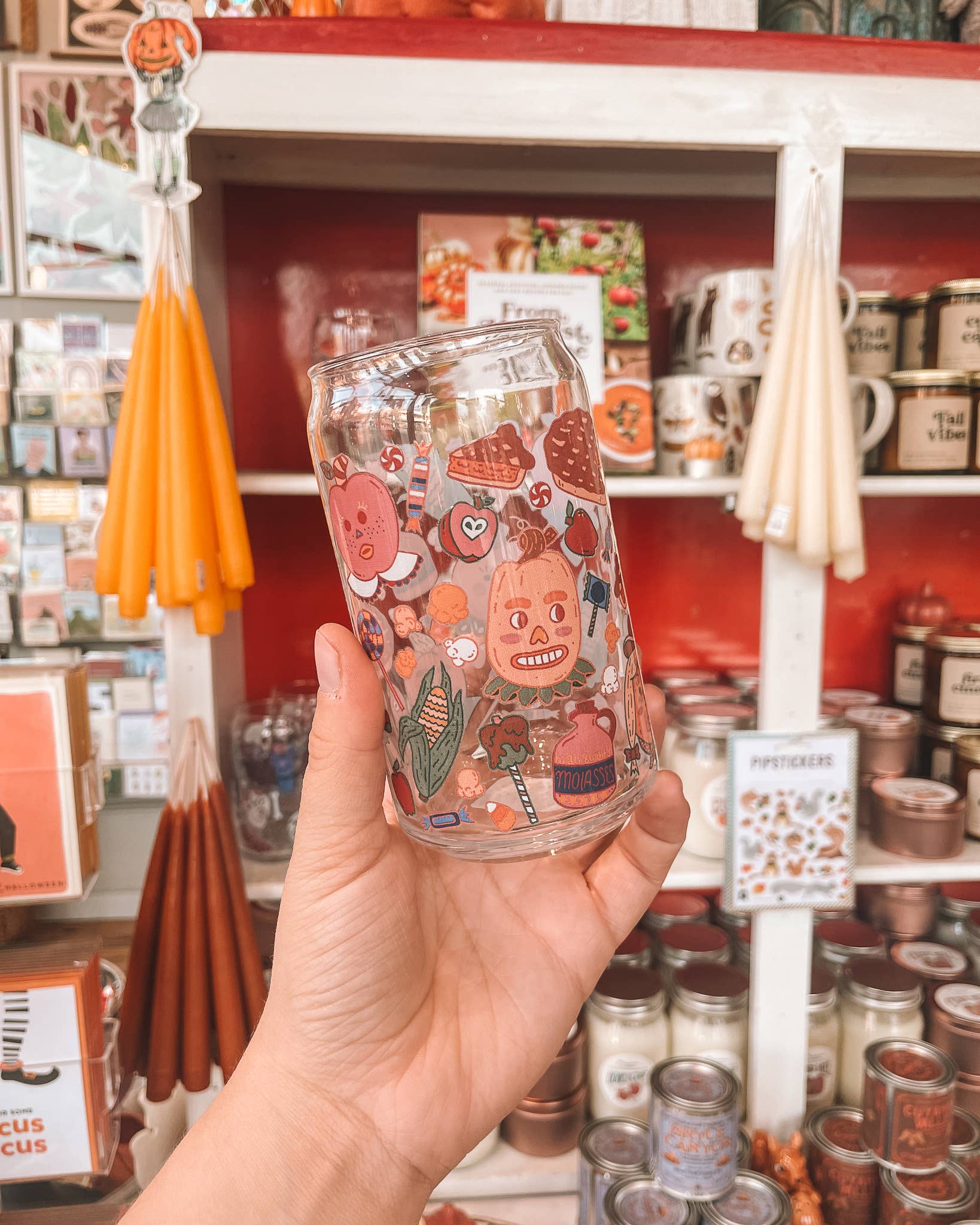 Harvest Folk Can Glass | pumpkins, sweets & corn 20 oz