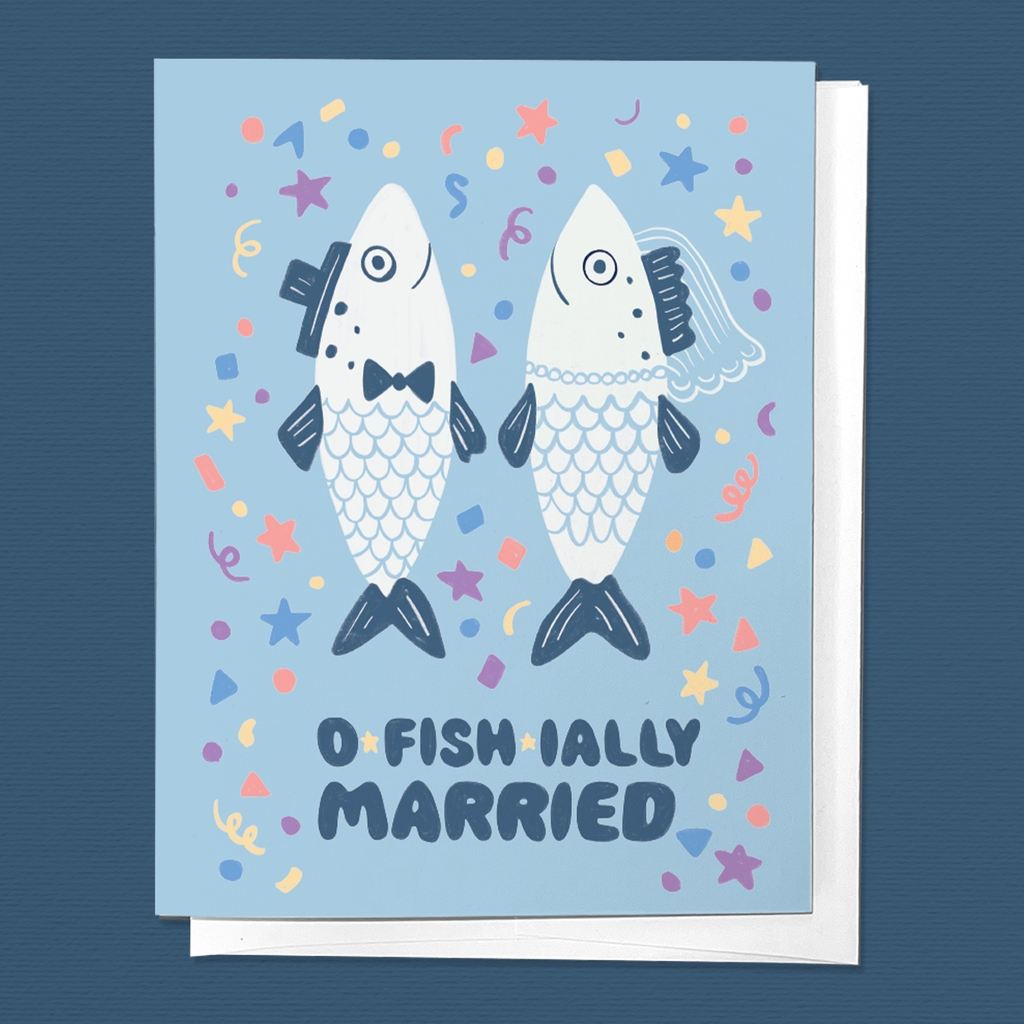 O-Fish-ially married, Cute Fish Wedding Newlywed Greeting Card