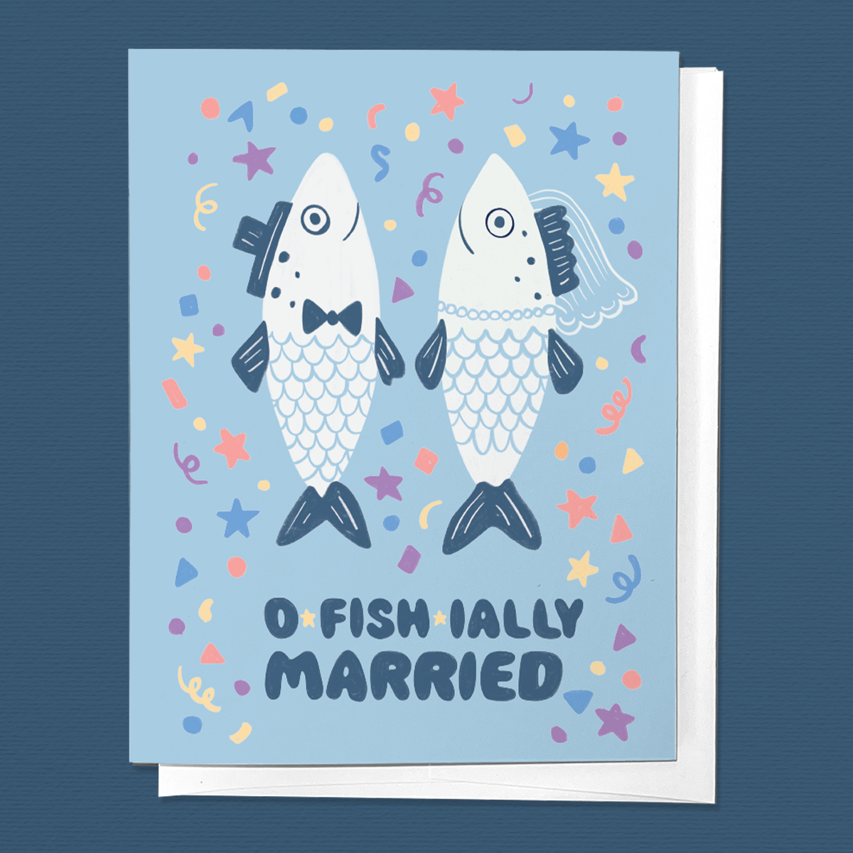 O-Fish-ially married, Cute Fish Wedding Newlywed Greeting Card