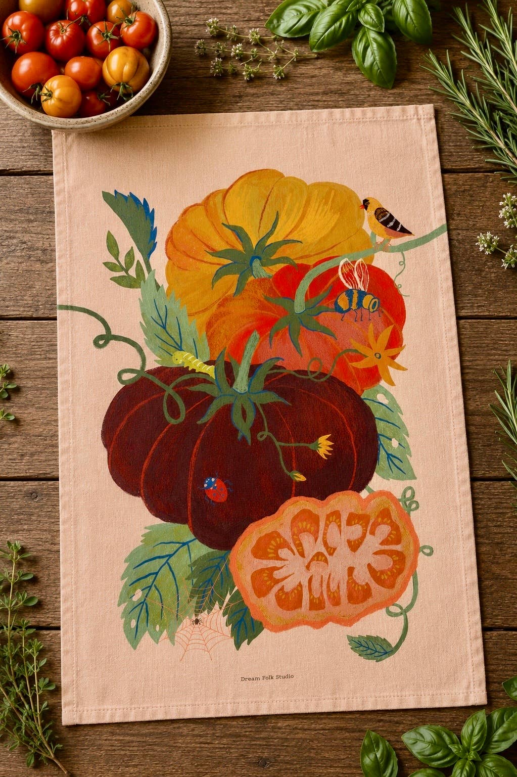 Heirloom Tomato Garden 100% European Linen Tea Towel