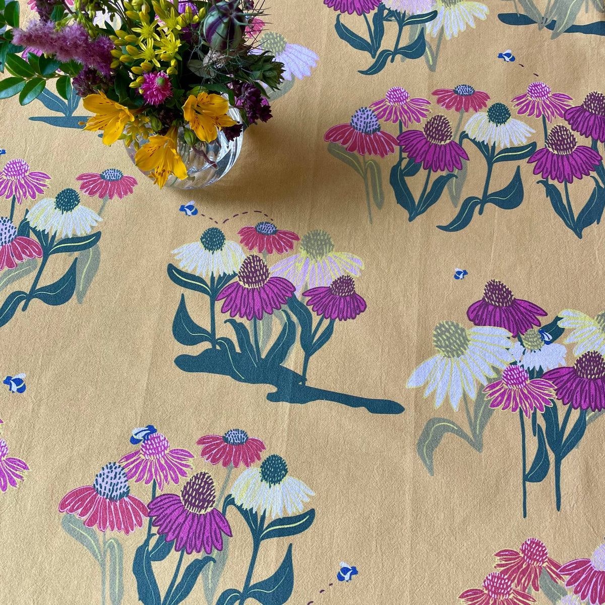 Coneflower Buzz Tea Towel