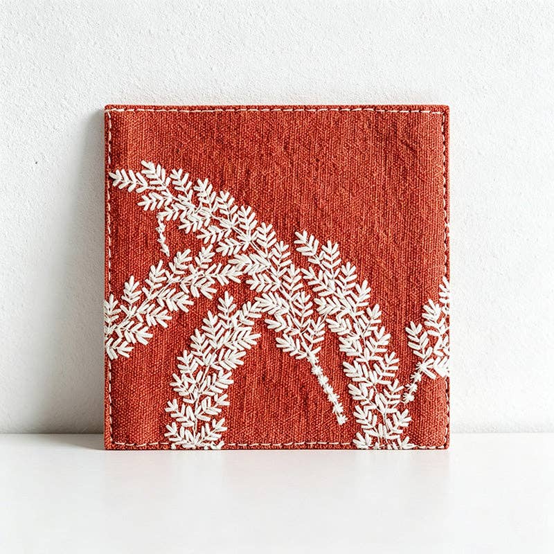 CouldNook Embroidered Cotton Linen Coaster - 2 colors