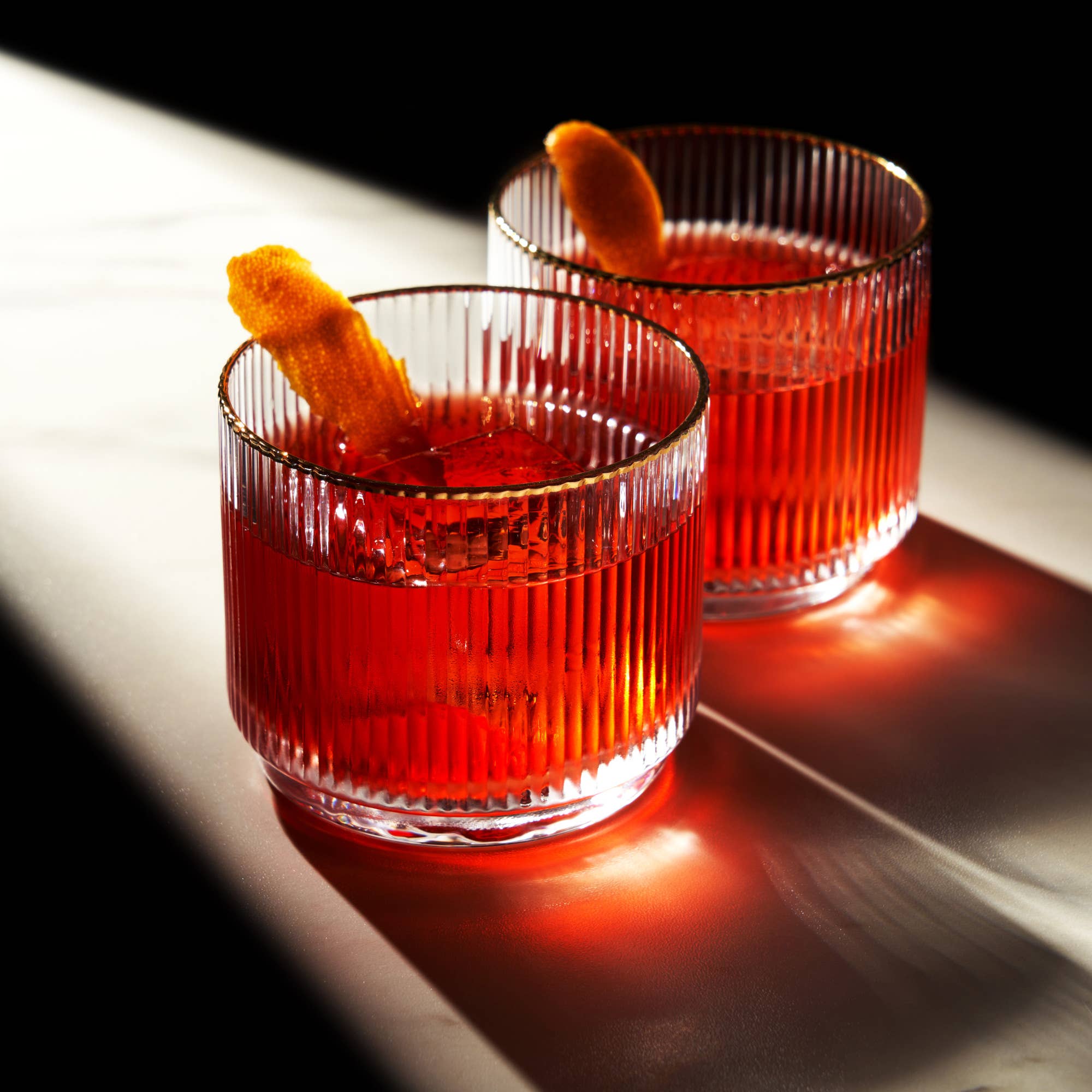 Meridian Crystal Gold Rimmed Lowball Tumblers