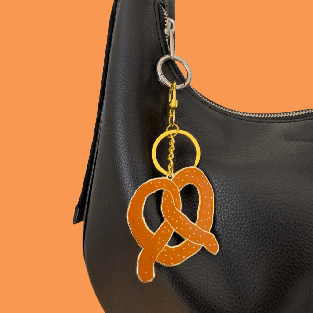 Pretzel Enamel Bag Charm & Keychain